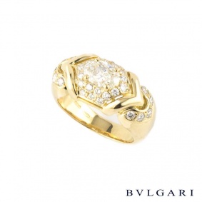 Bvlgari 18k Yellow Gold Diamond Set Dress Ring
